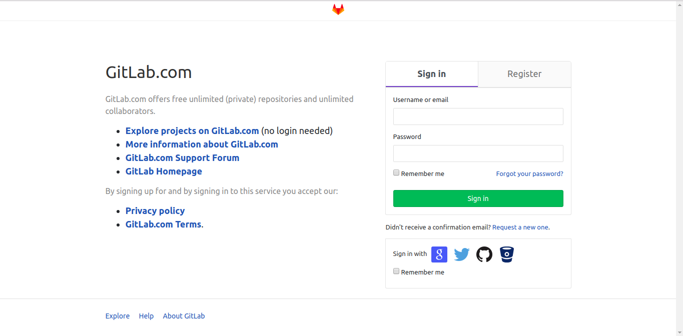 Gitlab signin page